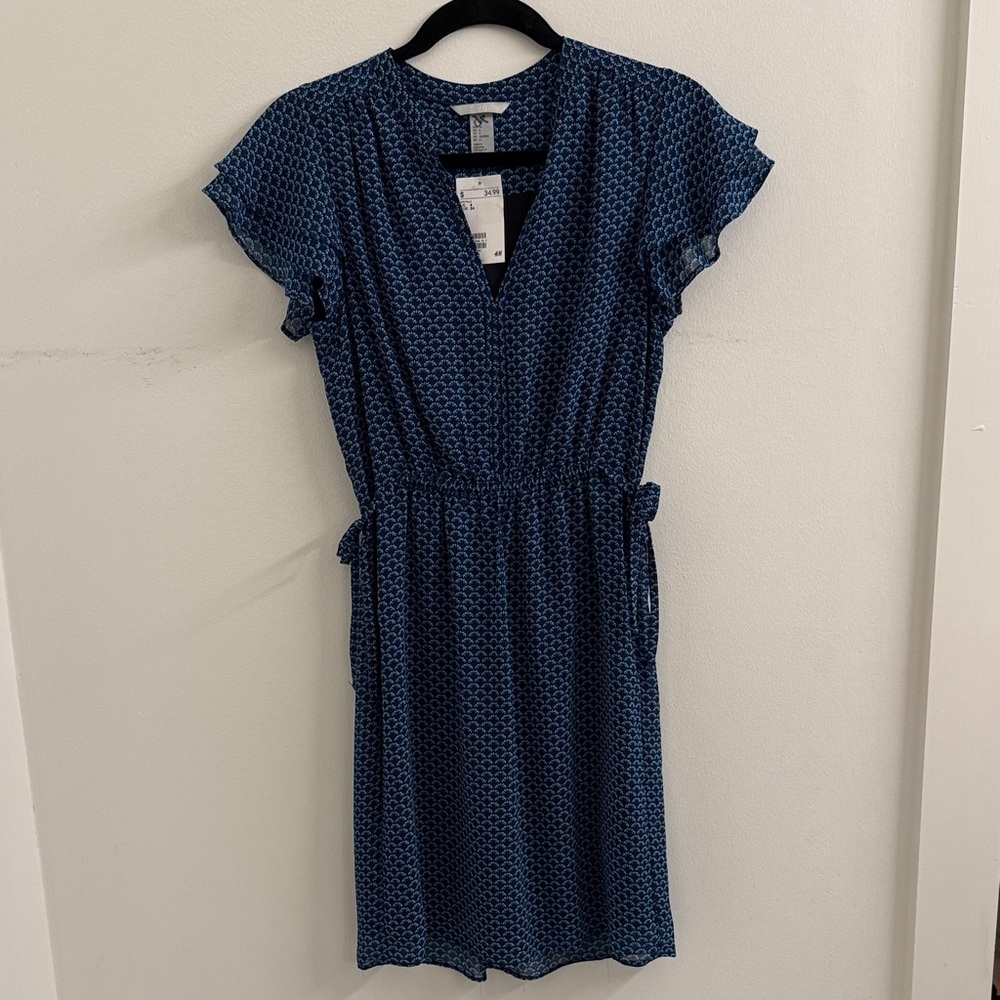 H&M Blue Geometric Midi Dress